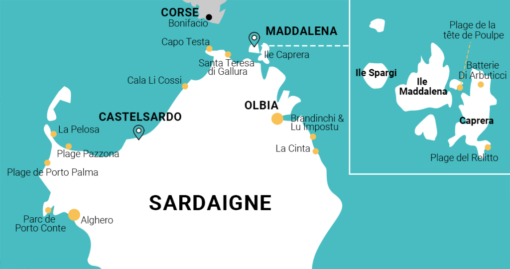 carte du road trip en Sardaigne