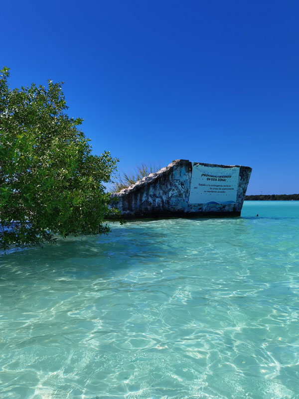 entrée du canal des pirates sur la lagune de bacalar