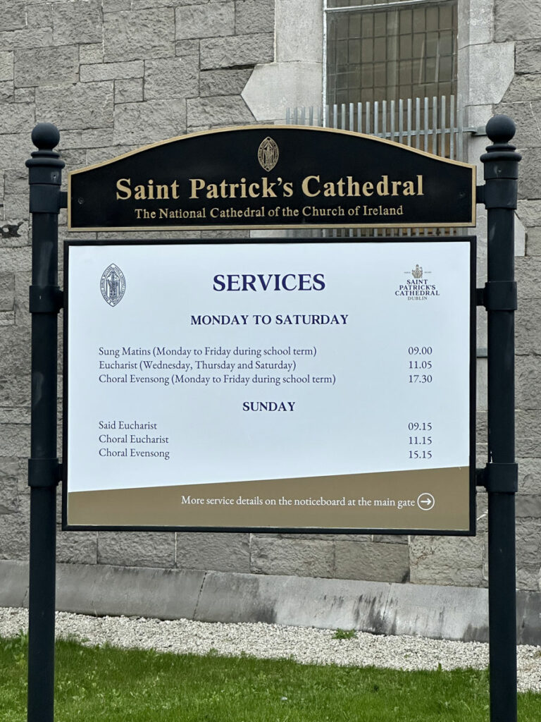 Horaire Saint Patrick Cathedrale, Dublin